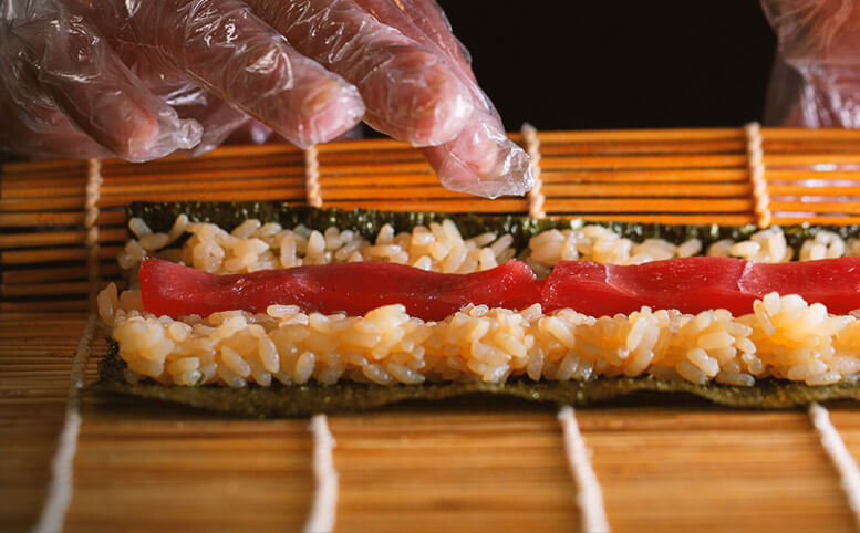 巻いている手元